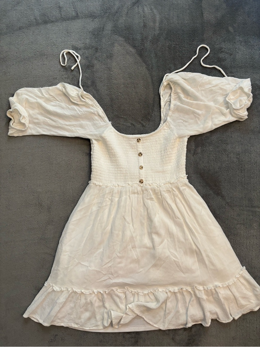 Women’s Cream Puff-Sleeve Smocked Mini Dress